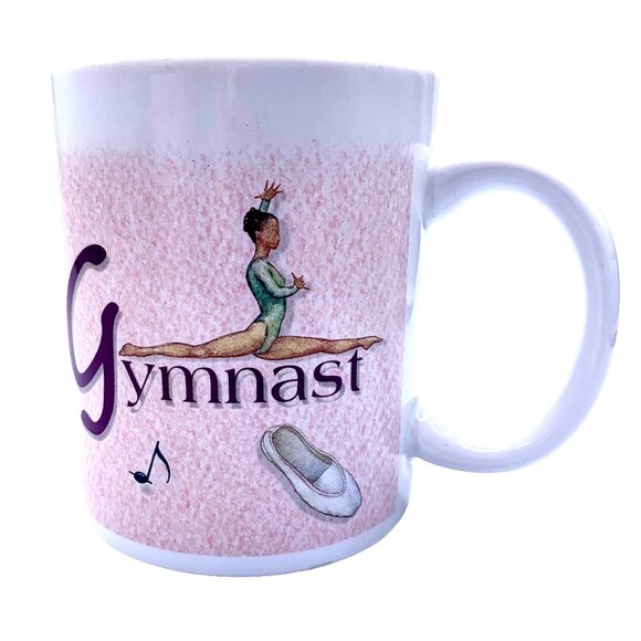 Enesco Gymnast Coffee Mug Cup Split Back Bend Mint Green Inside Gift Music Notes - Picture 7 of 7